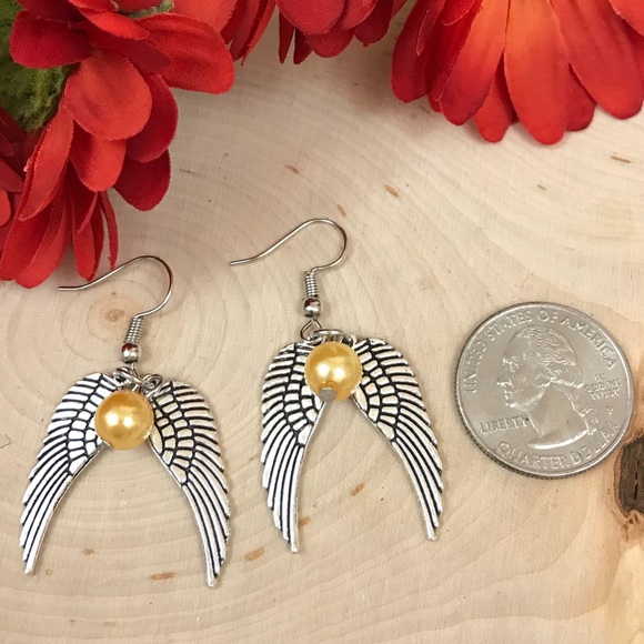 Harry Potter Silver Golden Snitch Earrings - Picture 4 of 4